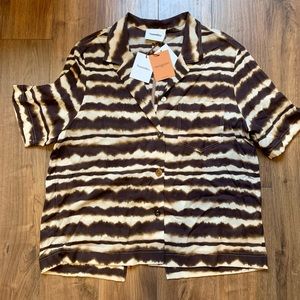 NWT Nanushka Soho Button Up Shirt in Tie Dye Stripe Medium